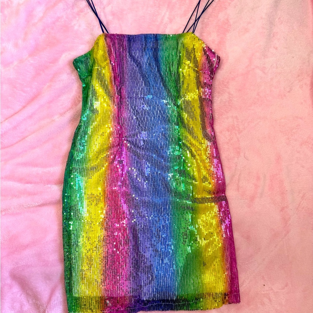 Rainbow Sequin Nasty Gal Dress